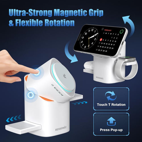 3-in-1 Wireless Charging Station: Charges iPhone, Watch, AirPods with Active Cooling and Qi2 15W