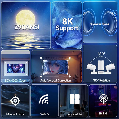 Mini Smart Projector (180° Swivel Ceiling Cinema): Bed Movie Setup