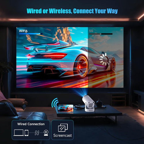 Mini Smart Projector (180° Swivel Ceiling Cinema): Bed Movie Setup