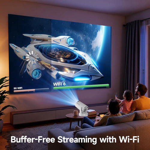 Mini Smart Projector (180° Swivel Ceiling Cinema): Bed Movie Setup