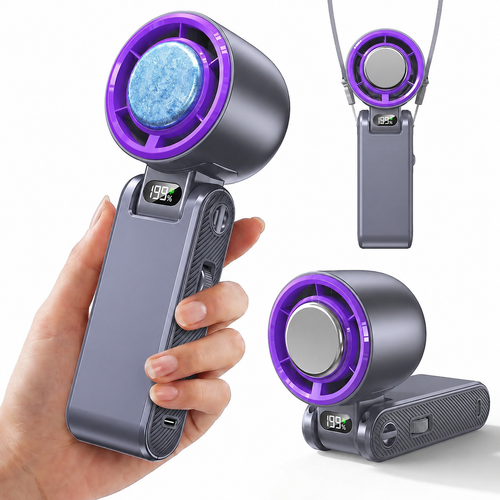Handheld Fan with Instant Ice-Touch Cooling: Arrive Cool, Not Melting
