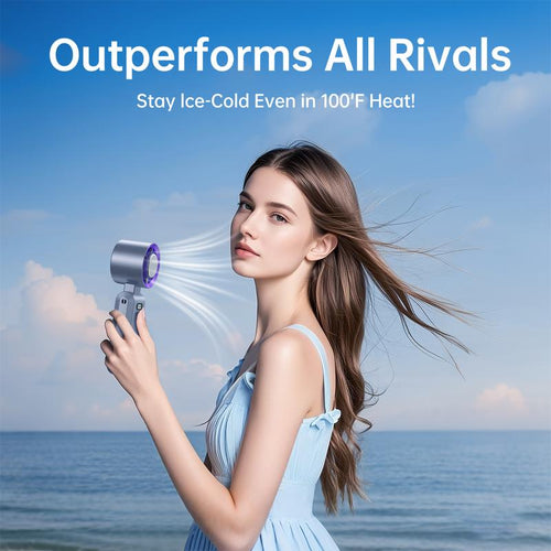 Handheld Fan with Instant Ice-Touch Cooling: Arrive Cool, Not Melting