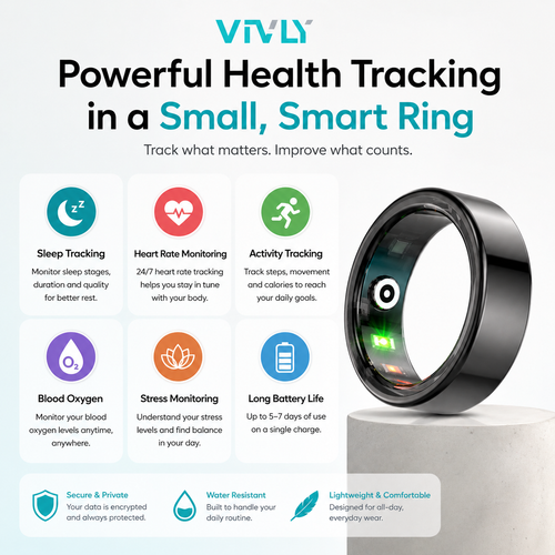 Vivly Smart Ring – Track Sleep, Heart Rate & Daily Health