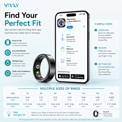 Vivly Smart Ring – Track Sleep, Heart Rate & Daily Health