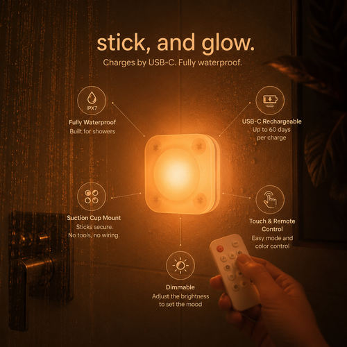 Low-Light Shower Light: Warm Sunset Glow for Night Wind-Down