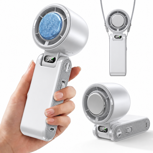 Handheld Fan with Instant Ice-Touch Cooling: Arrive Cool, Not Melting